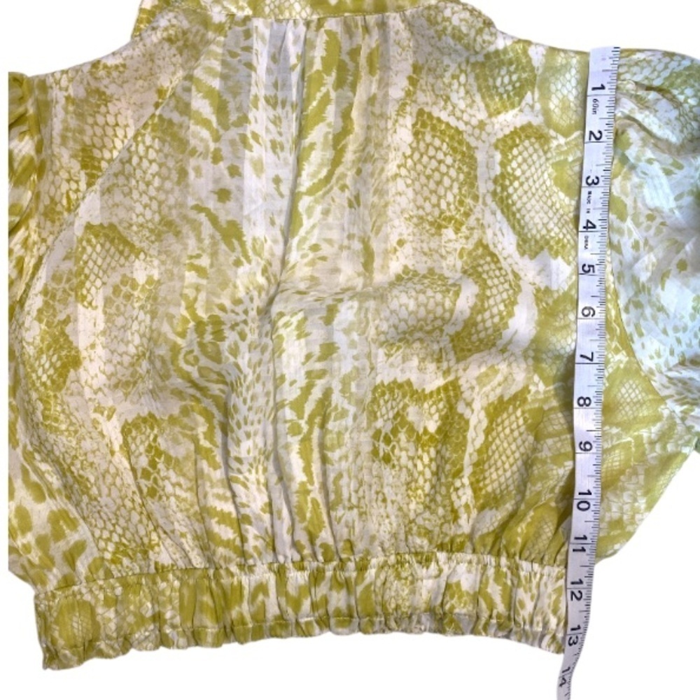 All Saints Clara Noche Snake Print Top Size 4 NWT Lime Green Cropped - Picture 12 of 17